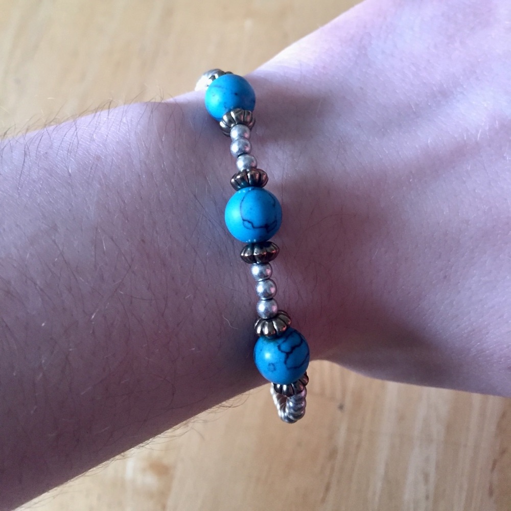 Turquoise & Silver Beaded Bracelet